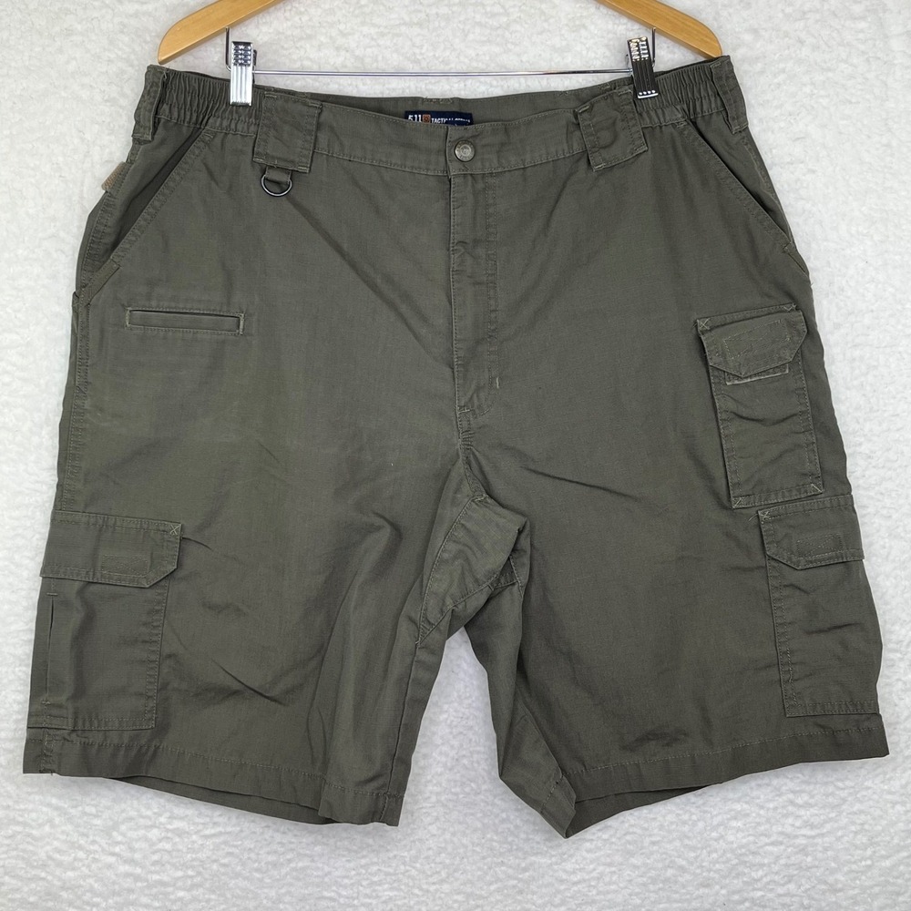 5.11 Tactical Mens Cargo Shorts Green Ripstop Utility Work Hiking Size 38 ODG
